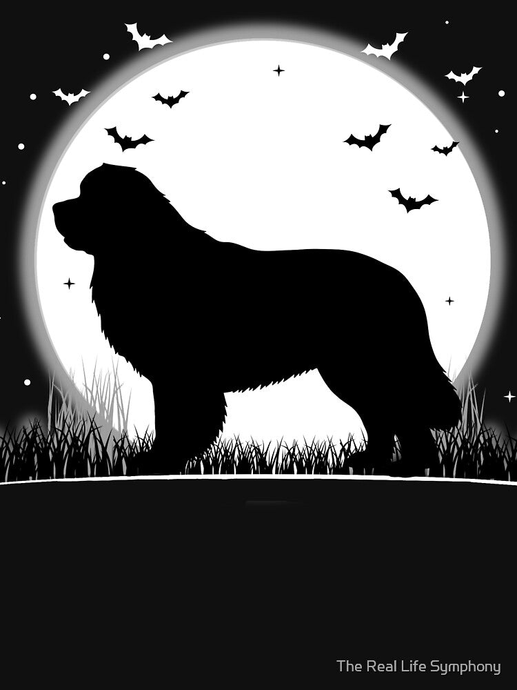 Newfoundland Dog – Halloween Moon Silhouette by The Real Life Symphony