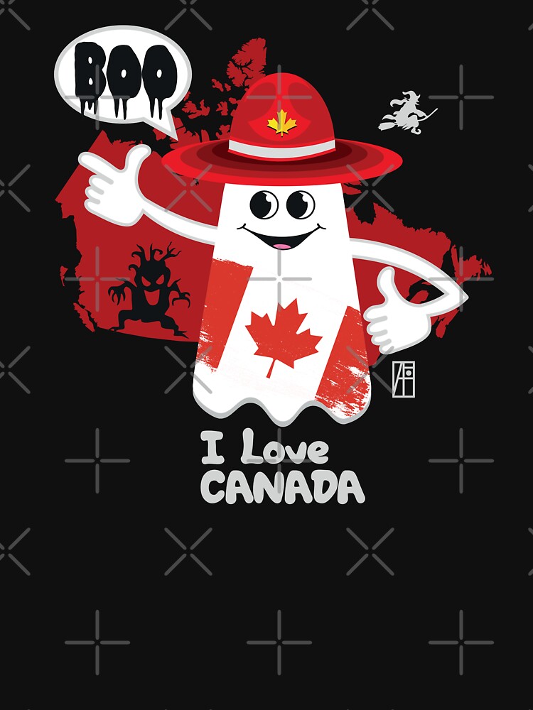 BOO GHOST with Canadian flag "I love Canada" - cute Halloween by ArtProjectShop