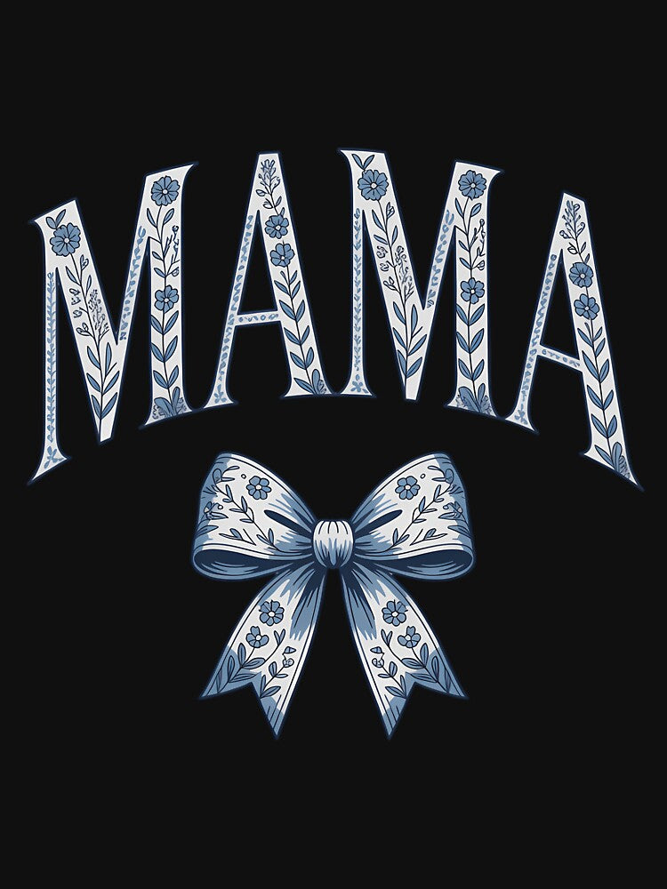 Groovy Mama Coquette Bow Blue Floral Mother's Day Mom Life by SapfireStuArt