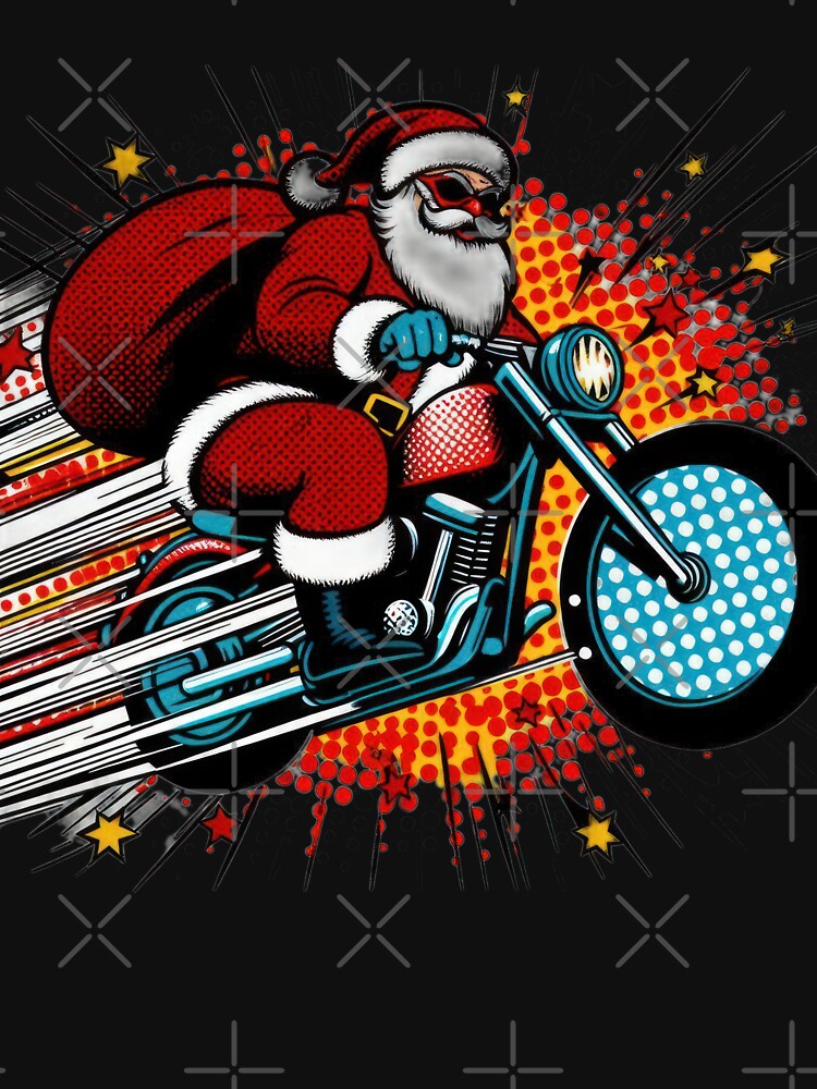 Christmas Vintage pop art Santa Claus with motorcycle,Santa Claus ,christmas Vintage by Expressions-Sel