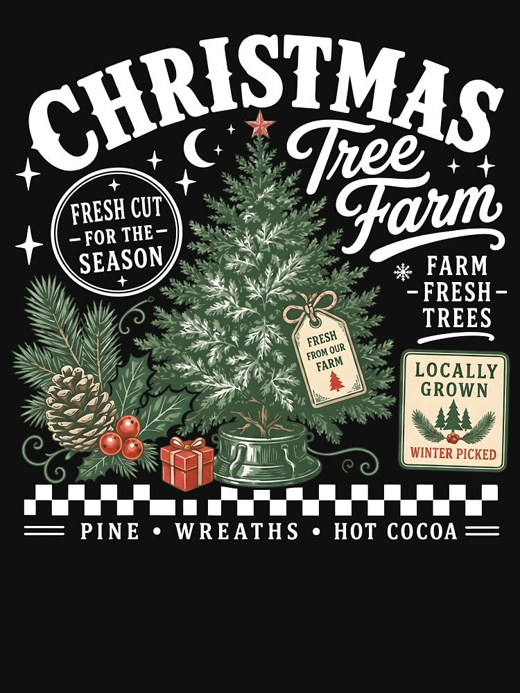 Retro Christmas Tree Farm by chizuneart