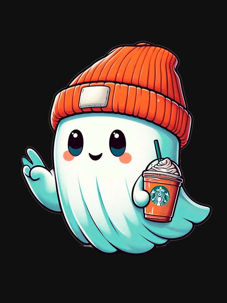 Halloween dude cute sheet ghost, coffee by Halloween  Time