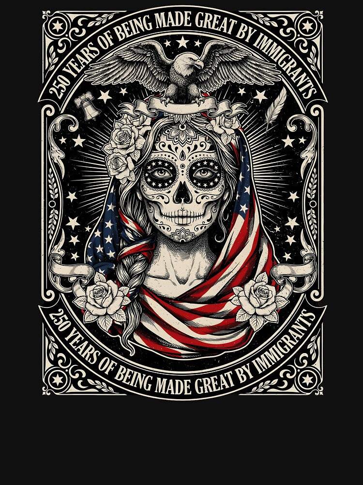 250 Years Made Great By Immigrants Artistic Sugar Skull Lady Patriotic by Redgiant87x