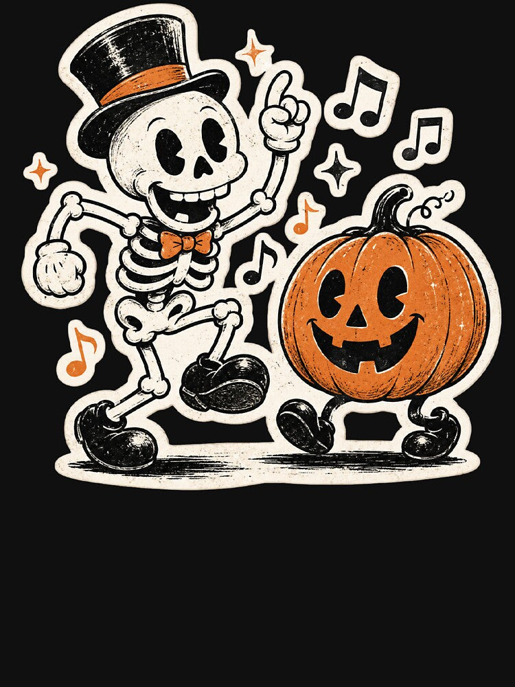 Dancing Skeleton and Pumpkin Vintage 1930s Cartoon Halloween by LOL-N-LIFESTYLE