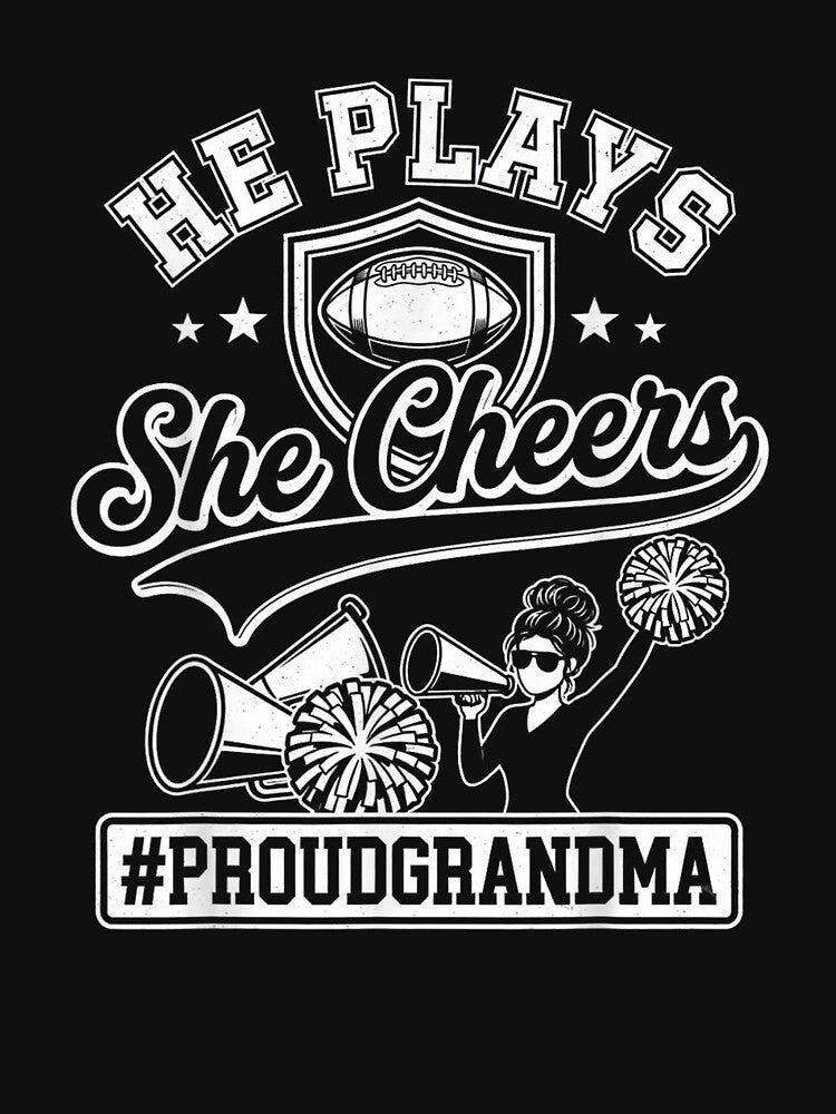 He Plays She Cheers Proud Grandma Football Cheerleader Vintage Design by mari-kayden