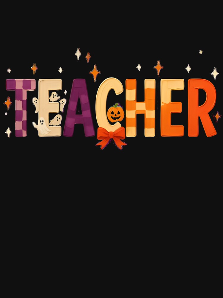 Teacher Halloween Cute Halloween Teacher Typography School Teacher Fall Gift by Zizo-DR44