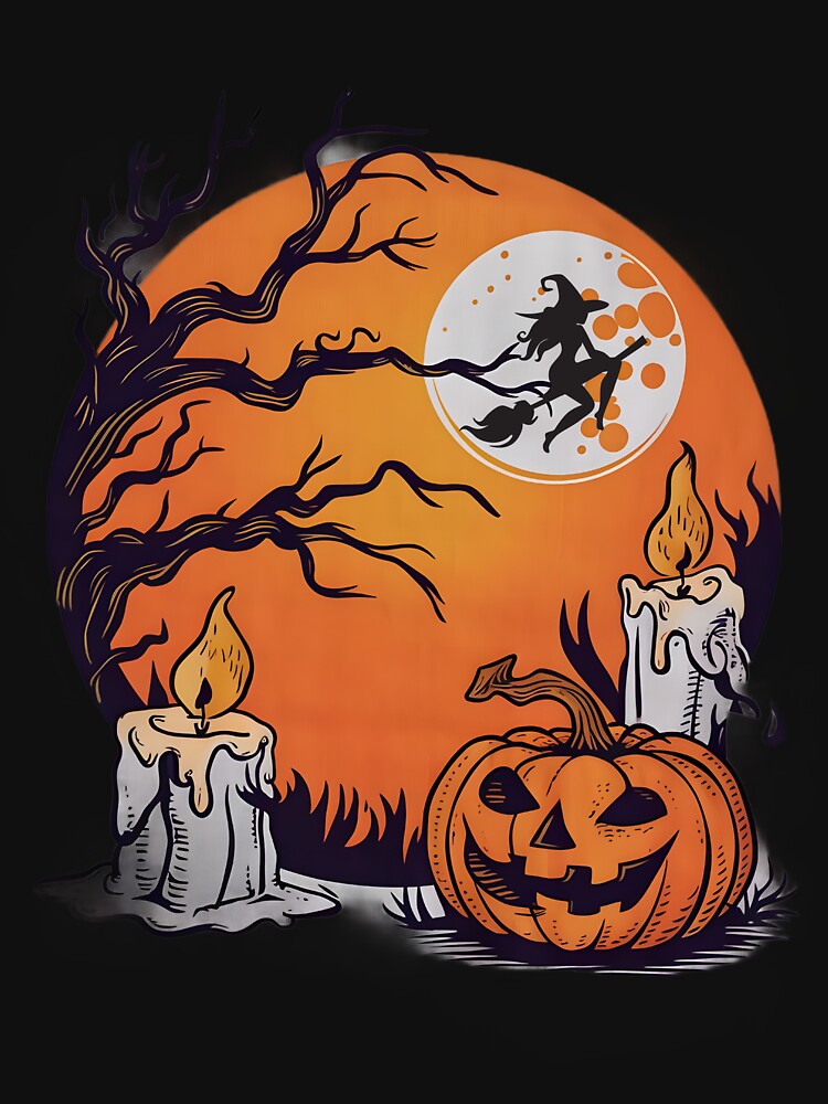 Vintage Pumpkin Scene Halloween Creepy Tree Candles by clothesy7