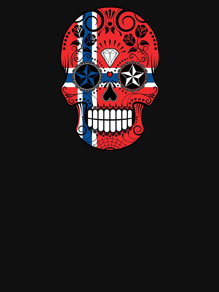 Sugar Skull with Roses and Flag of Norway by JeffBartels