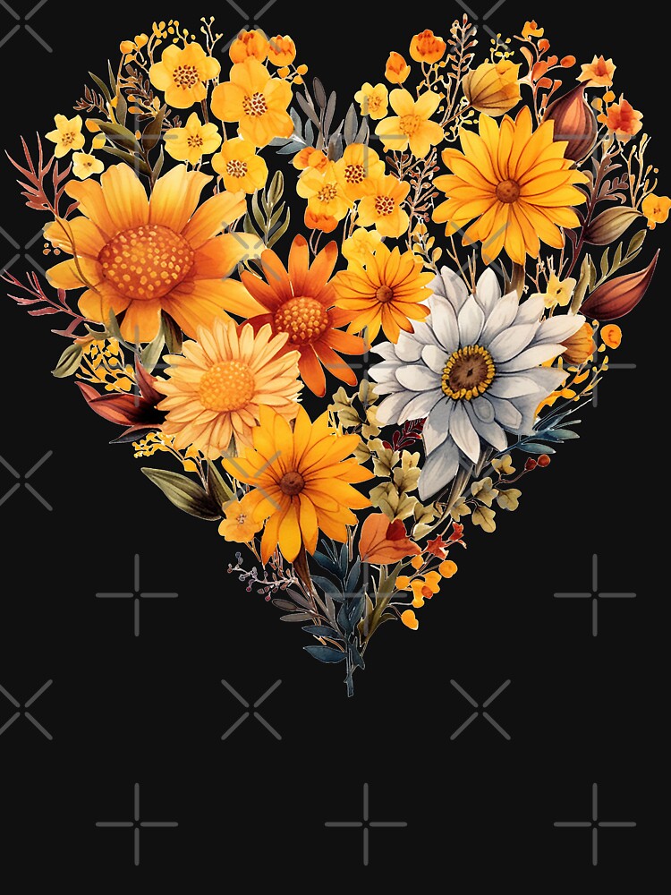 Autumn flowers in heart shape - love at fall - autum flower heart by Dahlann