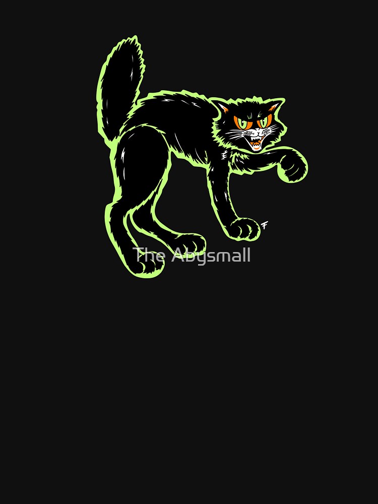 Vintage Halloween Black Cat - Black Background by The Abysmall