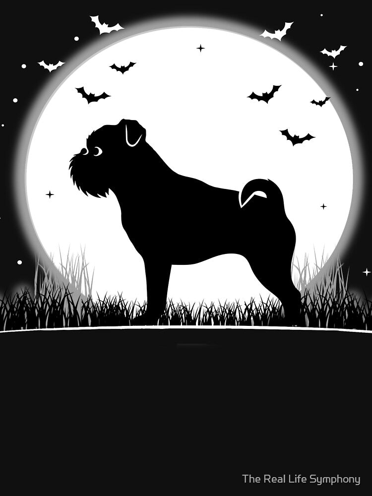 Brussels Griffon Dog – Halloween Moon Silhouette by The Real Life Symphony