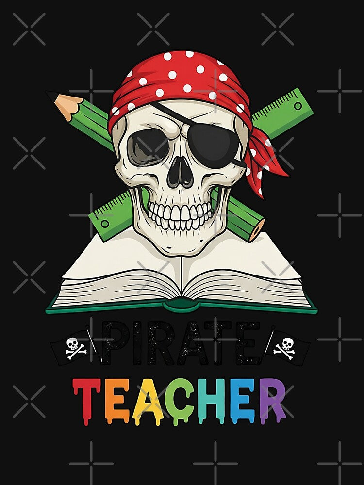 Pirate Teacher Halloween Funny Skull Classroom by Hananiah Merch