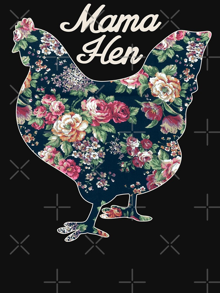 Mama Hen Floral Chicken Countrycore Aesthetics Cute Flowers Print for Mom Who Loves Chickens by alenaz