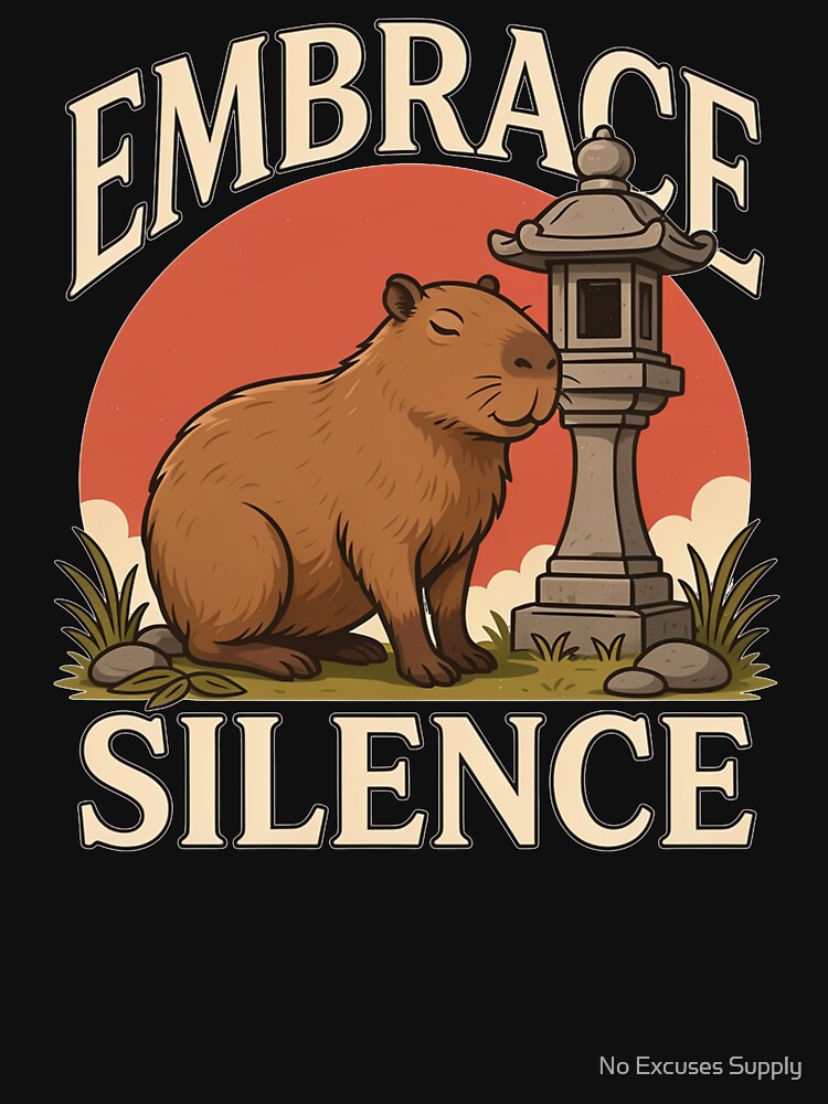 Embrace Silence Capybara – Vintage Zen Nature Design by No Excuses Supply