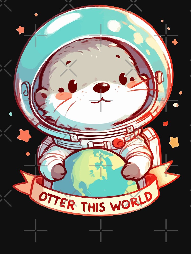 Otter This World Otter Pun Astronaut Space by TomFrontierArt
