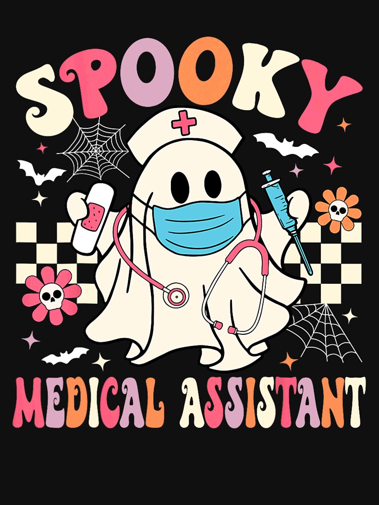 Spooky Medical Assistant Groovy For Men, For Women, Cute Halloween Med Assistant by thirumalaisam