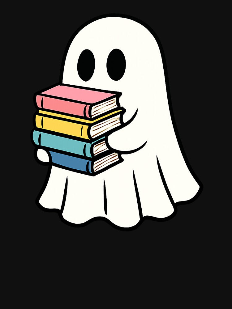 Cute Ghost Holding Books by Vision Crafted