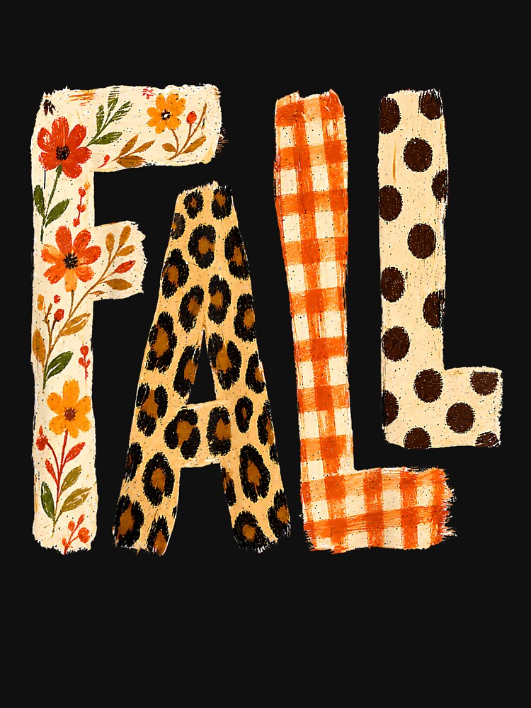 Fall Floral Leopard Plaid Autumn Typography Cozy Pumpkin Season Design by mari-kayden