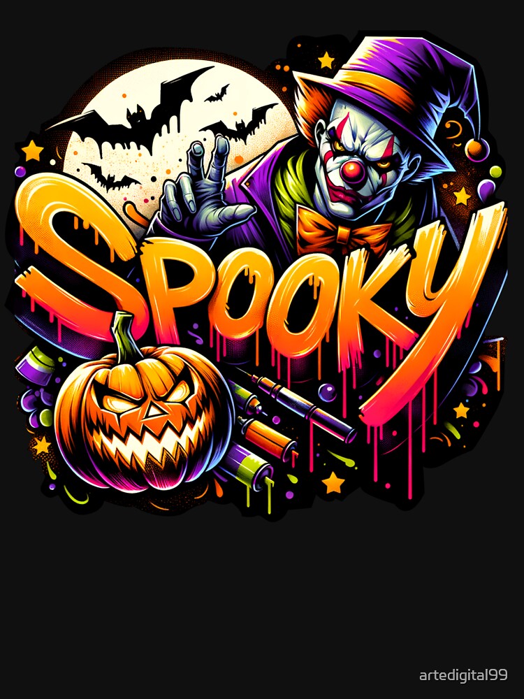 Creepy Evil Clown & Pumpkin Watercolor Art – Perfect for Halloween Shirts, Mugs, Stickers & More by artedigital99