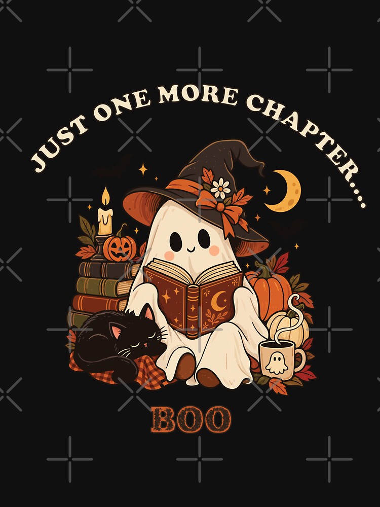 Just One More Chapter Boo – Cute Halloween Ghost Reading Book Lover Design by jananinaveen