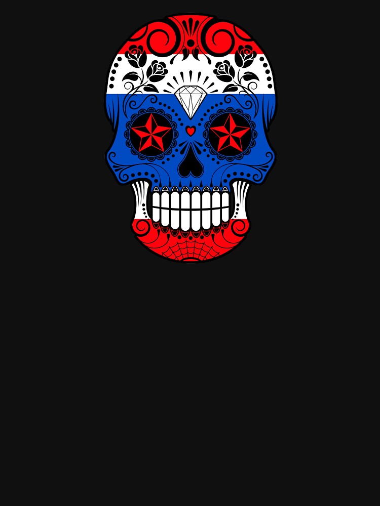 Sugar Skull with Roses and Flag of Thailand by JeffBartels