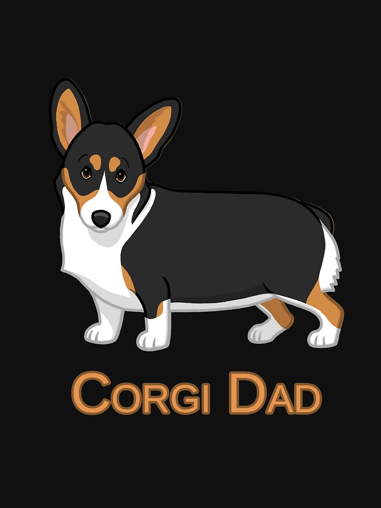 Cute Black Tricolor Pembroke Corgi Dad Dog Lovers T-shirt by HammonArt