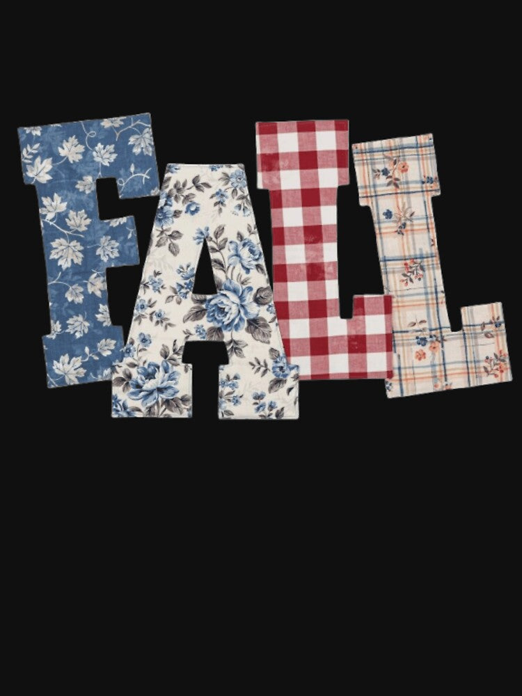 Fall Gingham Floral Letteringx, Vintage Autumn Farmhouse by Zizo-DR44
