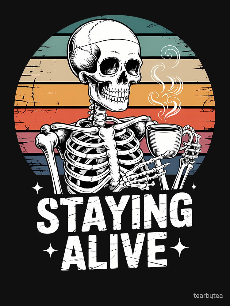 Skeleton Drink Coffee Funny Joke by tearbytea