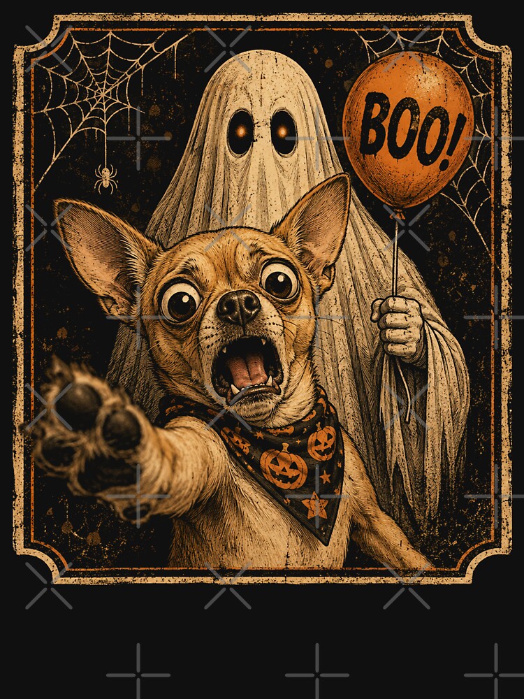 Funny Chihuahua Ghost Boo Halloween Selfie Dog Meme by will freed18