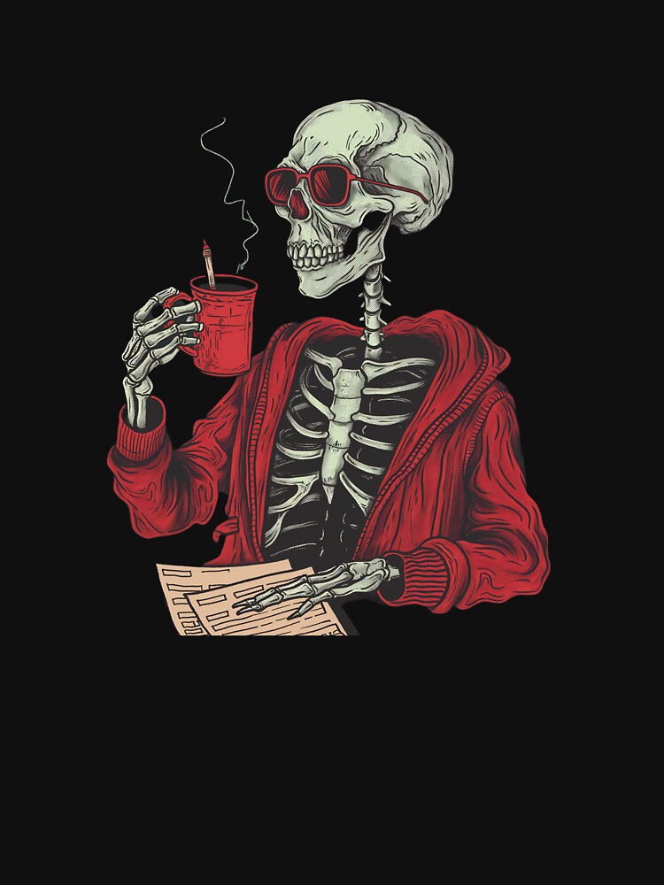 Cool teacher Skeleton Coffee Break - Retro Goth Aesthetic by NADARTDOM
