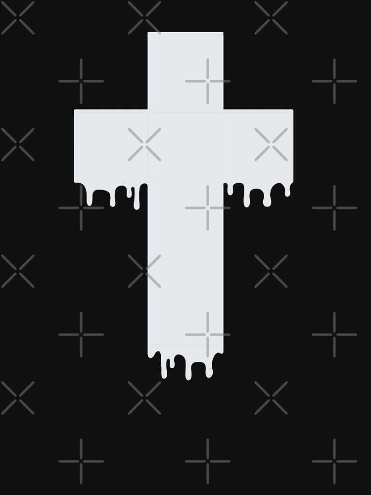 Pastel Goth Drippy Cross Blue by eviebelleink