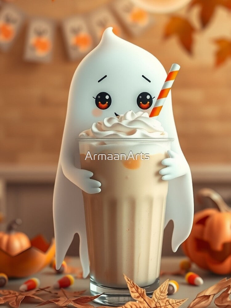 Candy Corn Coffee Ghost Halloween T-Shirt – Cute Spooky Fall Design by ArmaanArts