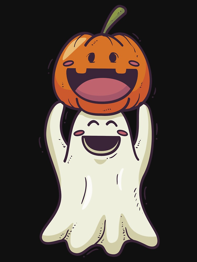 Halloween Ghost and Pumpkin - Happy, Funny Friends by ZodesignArt