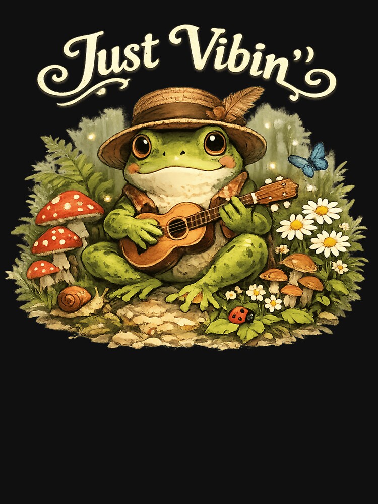 Just Vibin Frog Playing Guitar by Shopex10