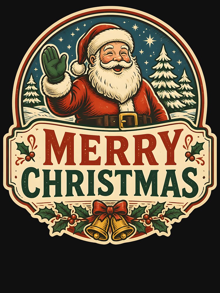 Merry Christmas Vintage Retro Badge Christmas Design by OliviaHayesArt