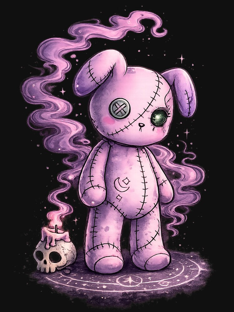 Grimble the Cursed Goth Plush Bear by PrettyRottenCo