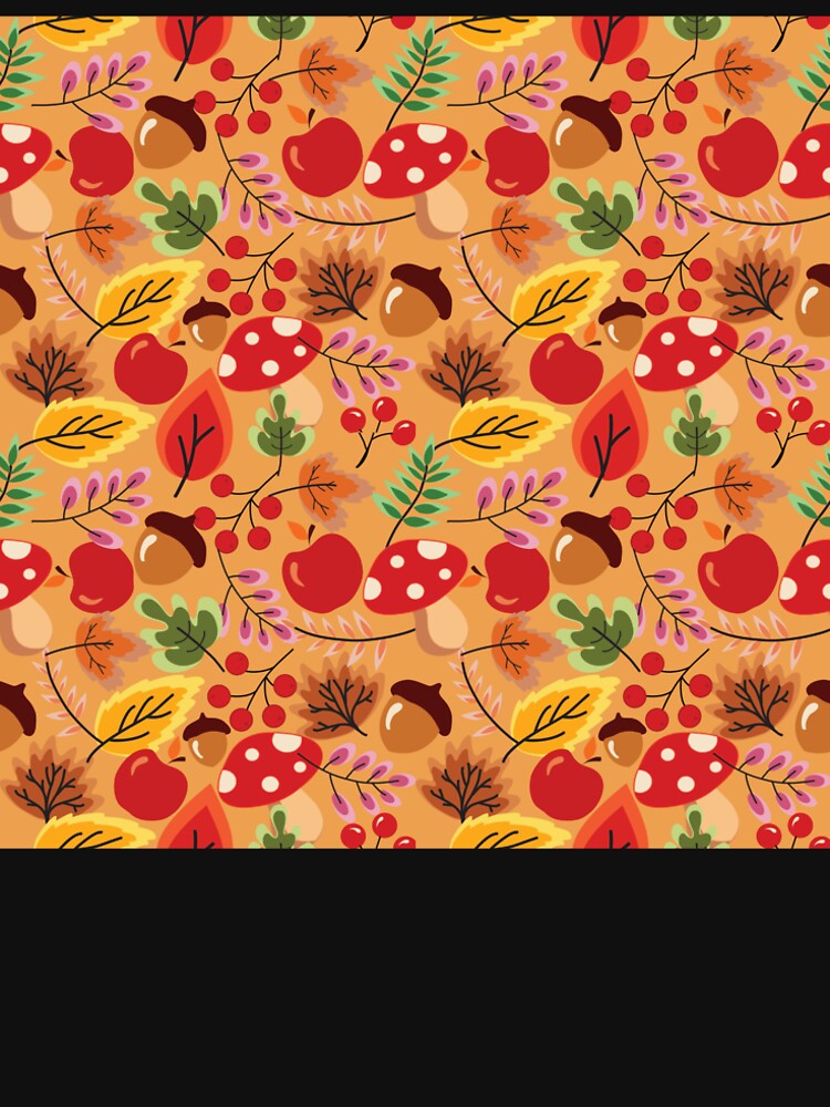 Autumn Leaves and Mushrooms Seamless Pattern by PowerAntShop