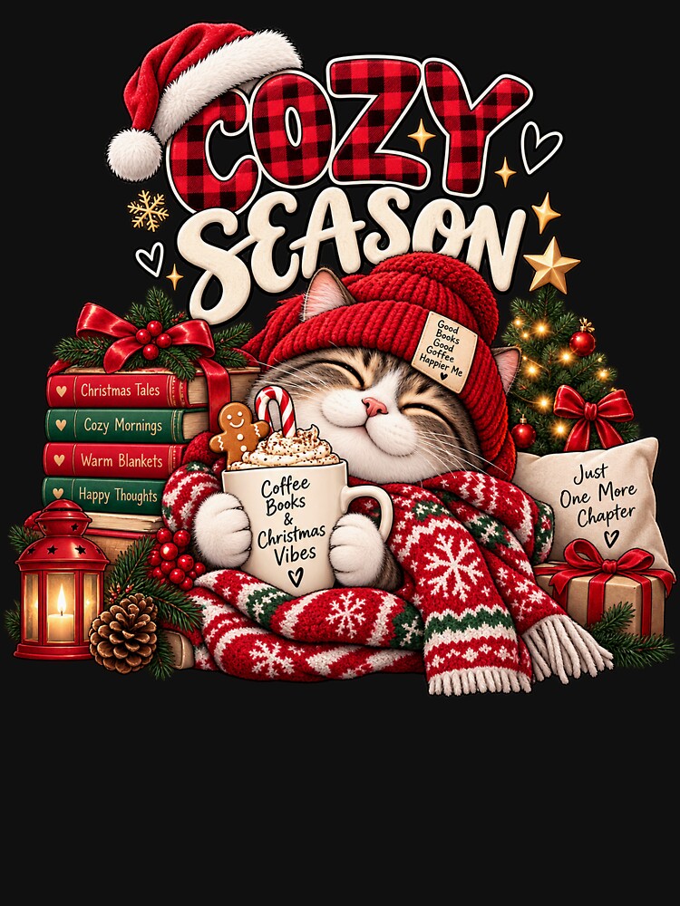 Cozy Season Christmas Cat – Coffee Books & Holiday Vibes by lbenoraib