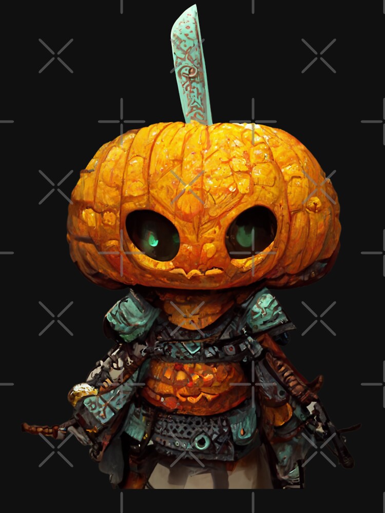 Pumpkin Warrior scary face Holding a weapon- Pumpkin Ghost Halloween-Halloween Pumpkin by hassendz