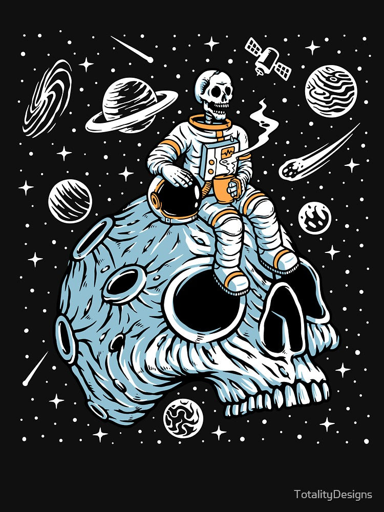 Skeleton Astronaut Sipping Coffee in Space by TotalityDesigns
