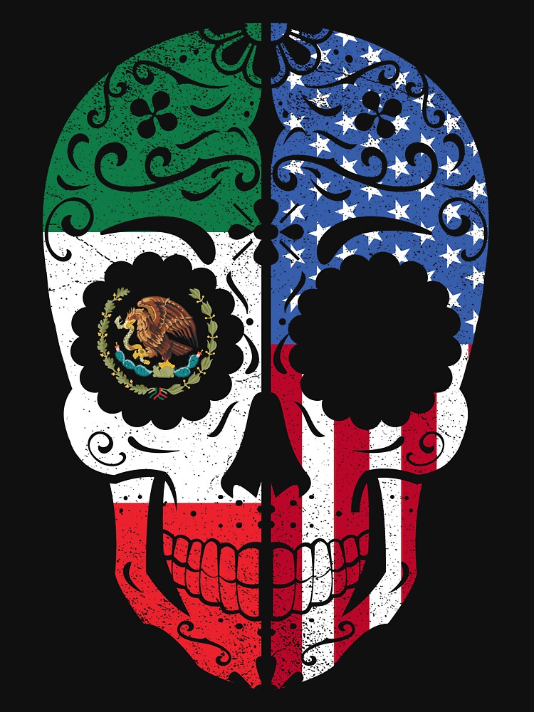 Mexican American Flag Sugar Skull by snickrdoodle