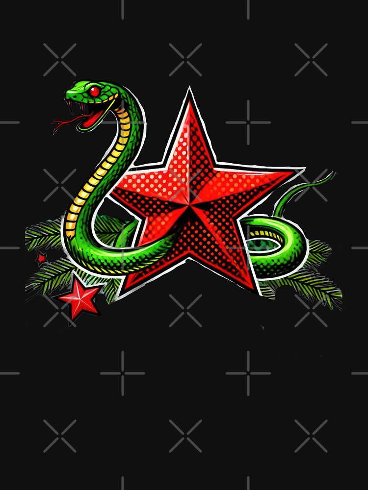 christmas green snake with red star,christmas snake,christmas animals,christmas Vintage by Expressions-Sel