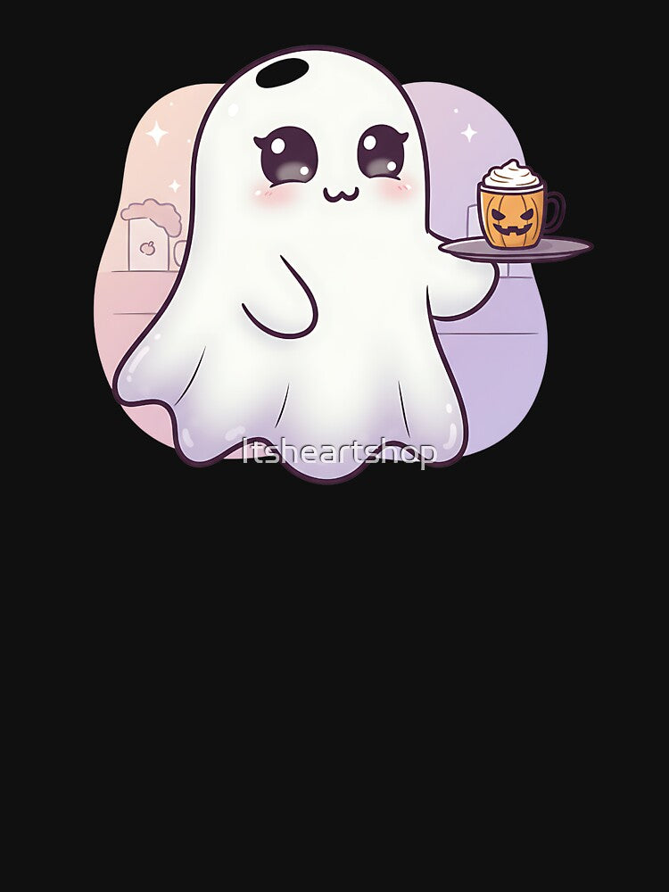 Kawaii Gothic Ghost Barista with Pumpkin Spice Latte by Itsheartshop