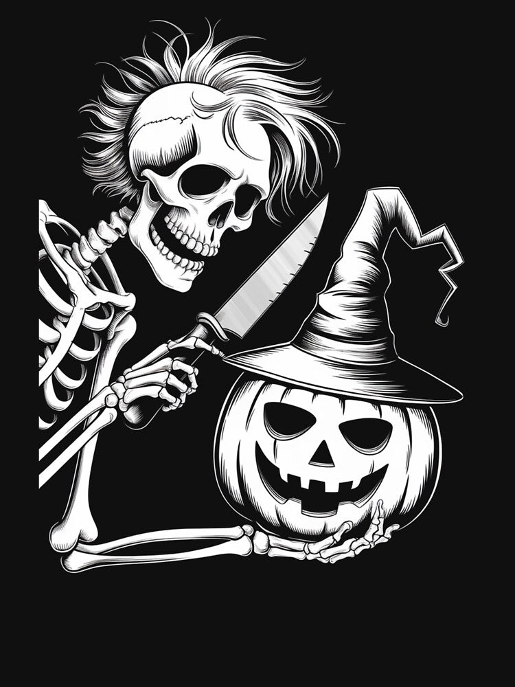 Skeleton Cooking Pumpkin Funny Gifts For Chefs by MikeKart