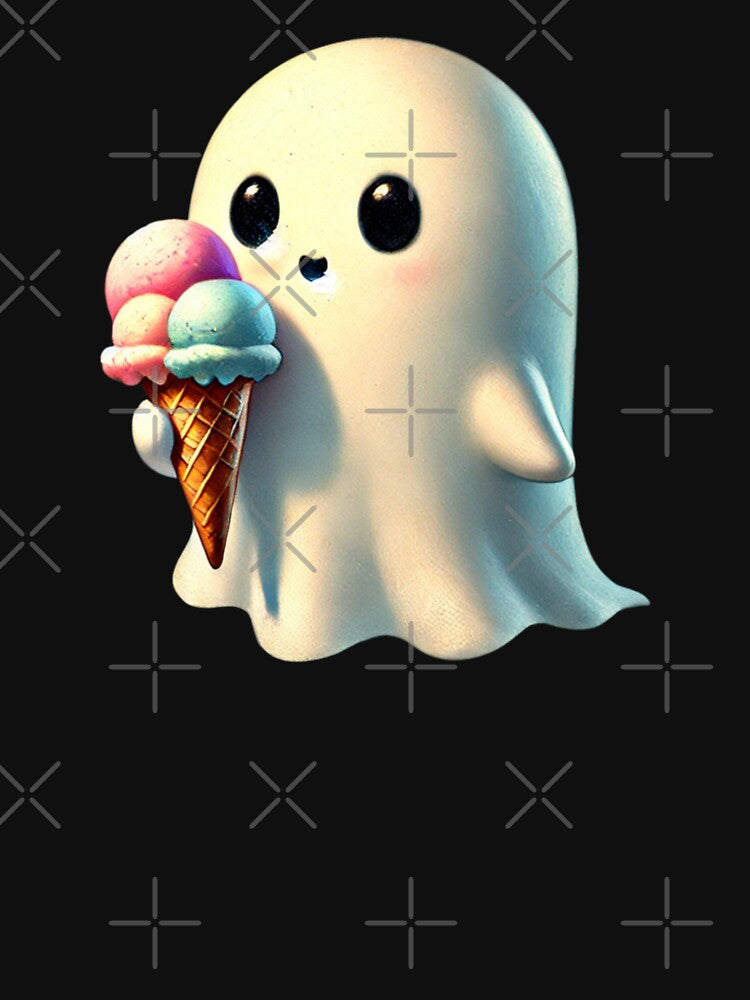 Cute Ice Cream Ghost | Adorable Halloween Ghost with Ice Cream Cone | Kawaii Ghost Illustration by asudesign