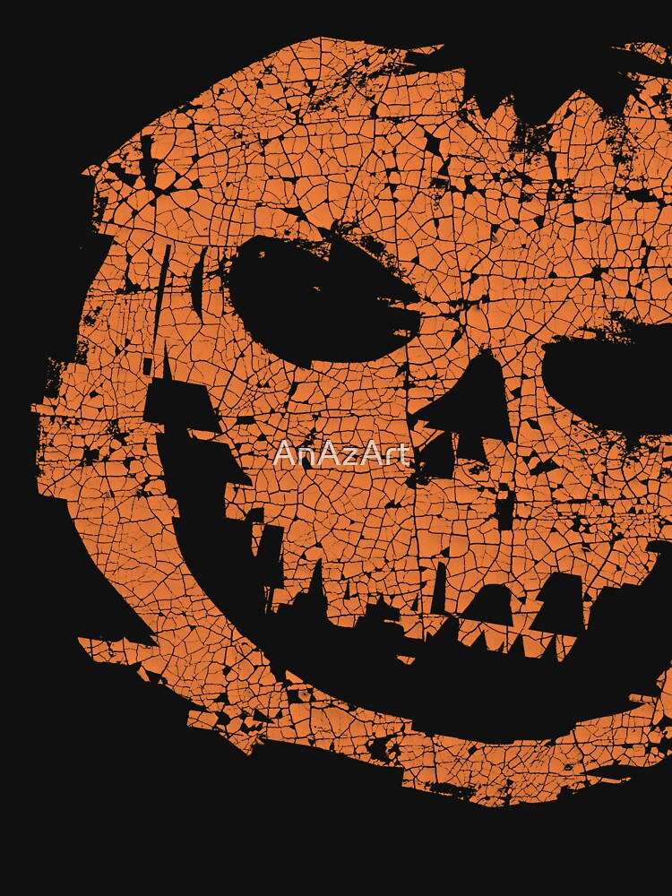 Cracked Halloween Pumpkin Grunge Art - Distressed Pumpkin Halloween by AnAzArt
