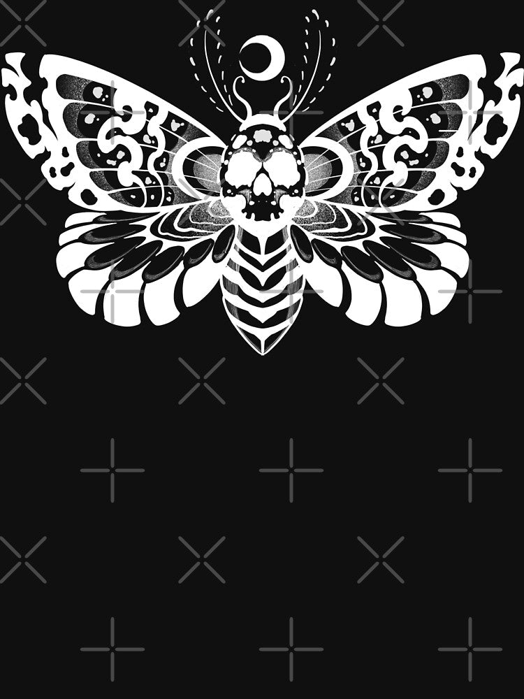 Moth blackwork dark tribal white color by 7Delamancha