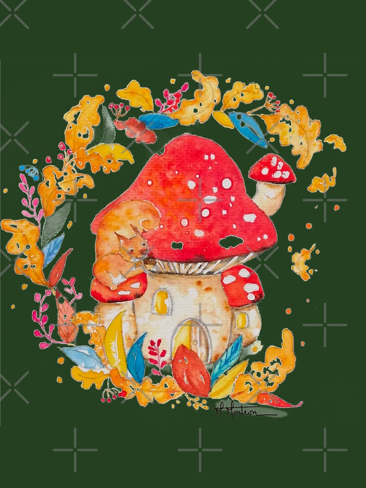 autumn mushroom illustration, illustration by Maryse-Montron