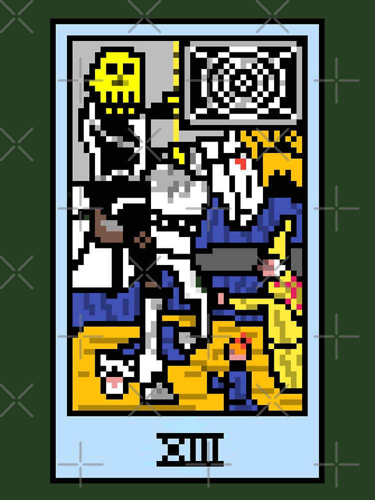 Wait, is this pixel art tarot? Green - Major Arcana 'Death' (Design for T-shirt, stickers and other accessories) by Pixel Waite