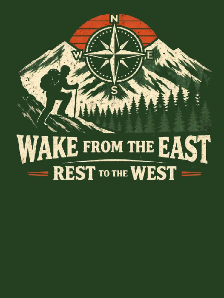 Wake from the East rest to the West - vintage hiking t-shirt by Obiechefu